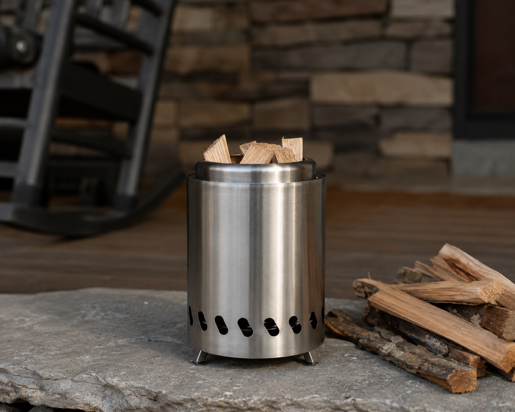 Portable Wood Burner Stove | Stainless Steel Smokeless Fire Pit