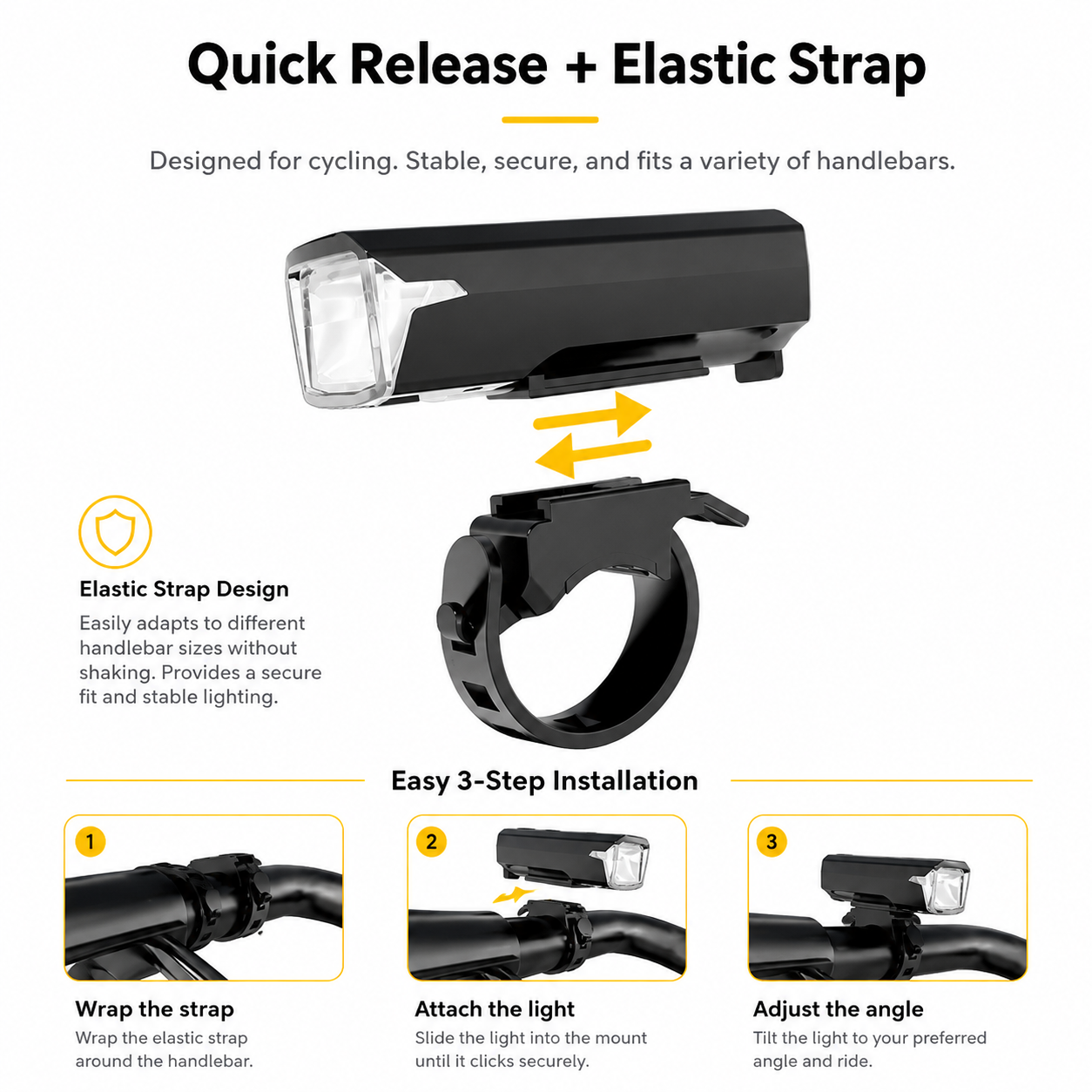 Rechargeable Smart Sensing Bicycle Headlight