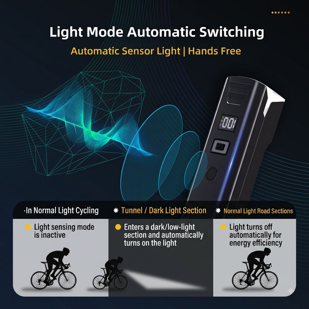 Rechargeable Smart Sensing Bicycle Headlight