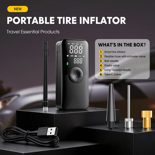 CARSUN Portable Tire Inflator Rechargeable Electric Inflator For Car  Bicycle Digital Air Compressor Football Ball Inflator Pump