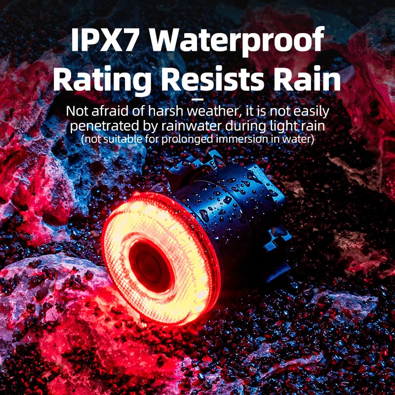 Smart Bike Tail Light | IPX7 Waterproof Rechargeable Rear Light