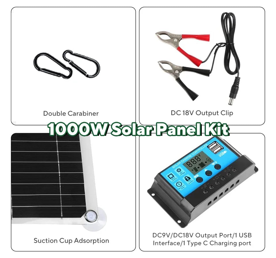 1000W Solar Panel Kit | 12V with 10A–100A Charge Controller