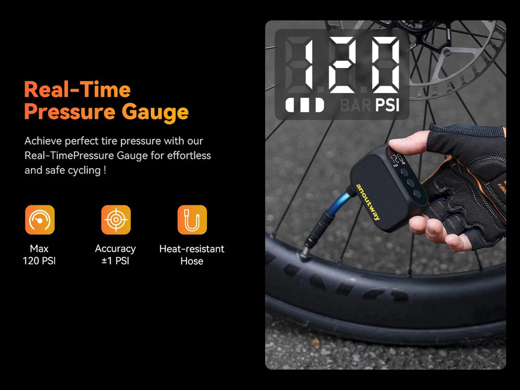 Pro Mini Electric Tire Pump for Bike Cordless Tire Inflator with Screen