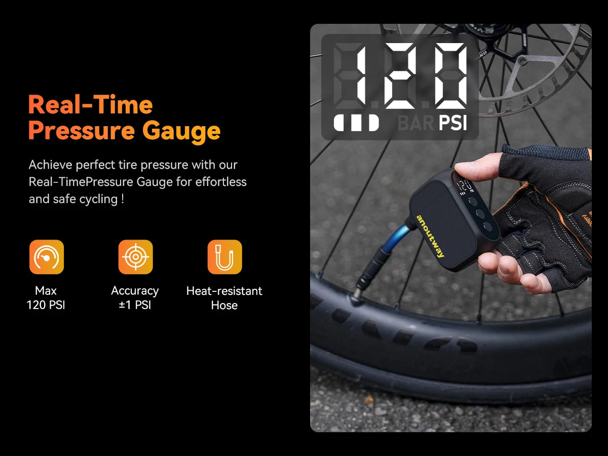 Pro Mini Electric Tire Pump for Bike Cordless Tire Inflator with Screen