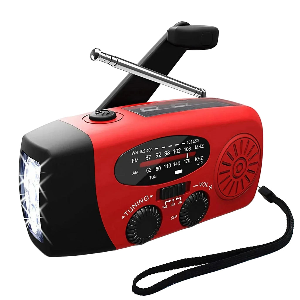 Emergency Hand-Crank Solar Power Bank | AM/FM/WB Weather Radio