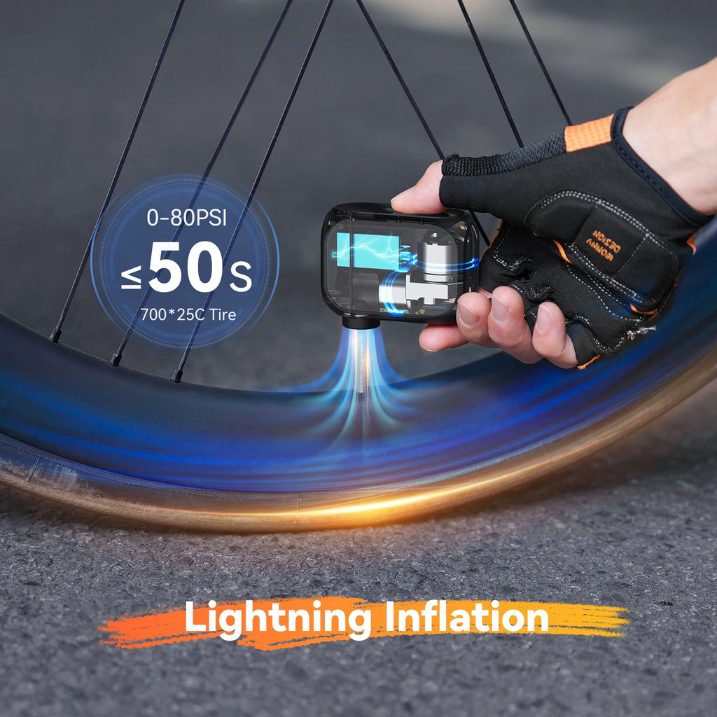 Pro Mini Electric Tire Pump for Bike Cordless Tire Inflator with Screen