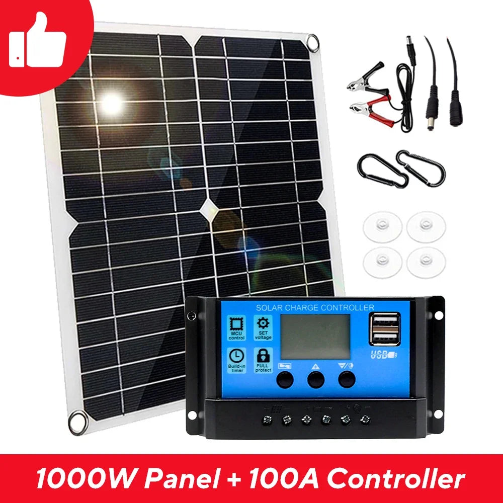 1000W Solar Panel Kit | 12V with 10A–100A Charge Controller