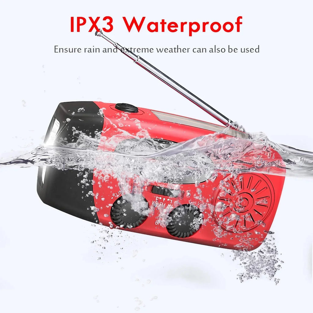 Emergency Hand-Crank Solar Power Bank | AM/FM/WB Weather Radio