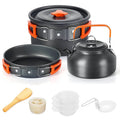 Portable Camping Cookware Set | Hard Aluminum Pots, Pan & Kettle for 2–4 People