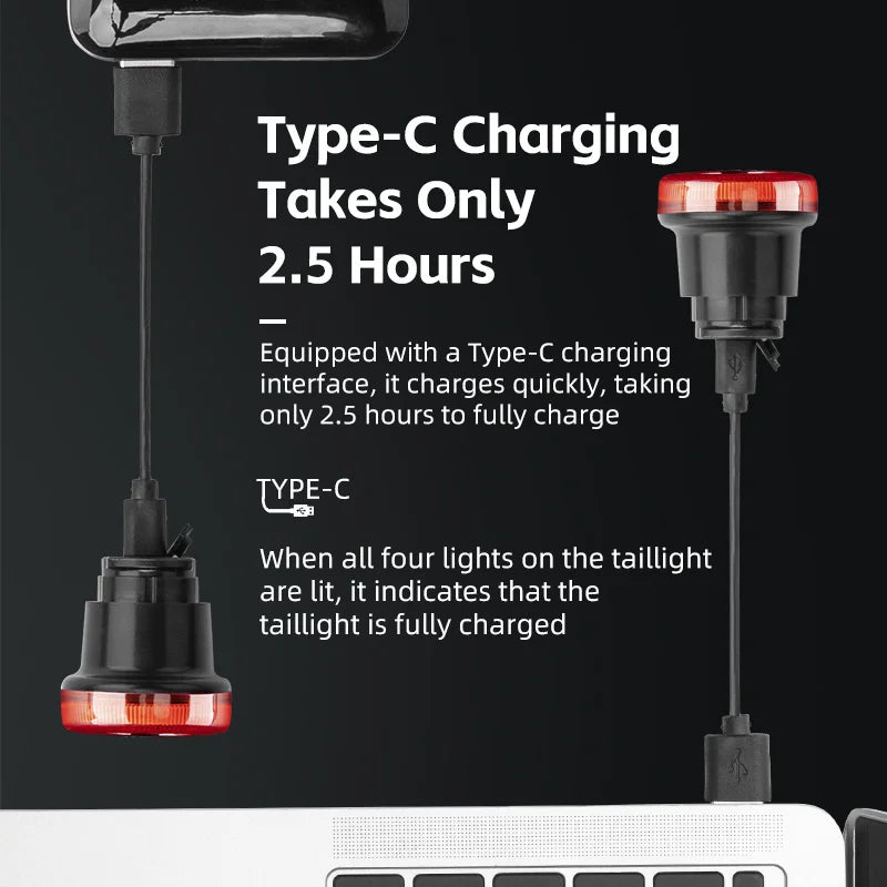 Smart Bike Tail Light | IPX7 Waterproof Rechargeable Rear Light