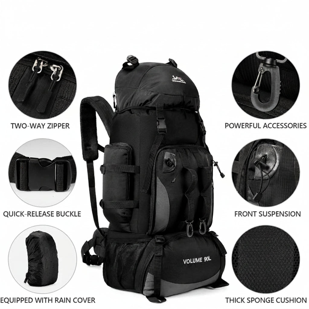 90L Waterproof Hiking Backpack Rucksack