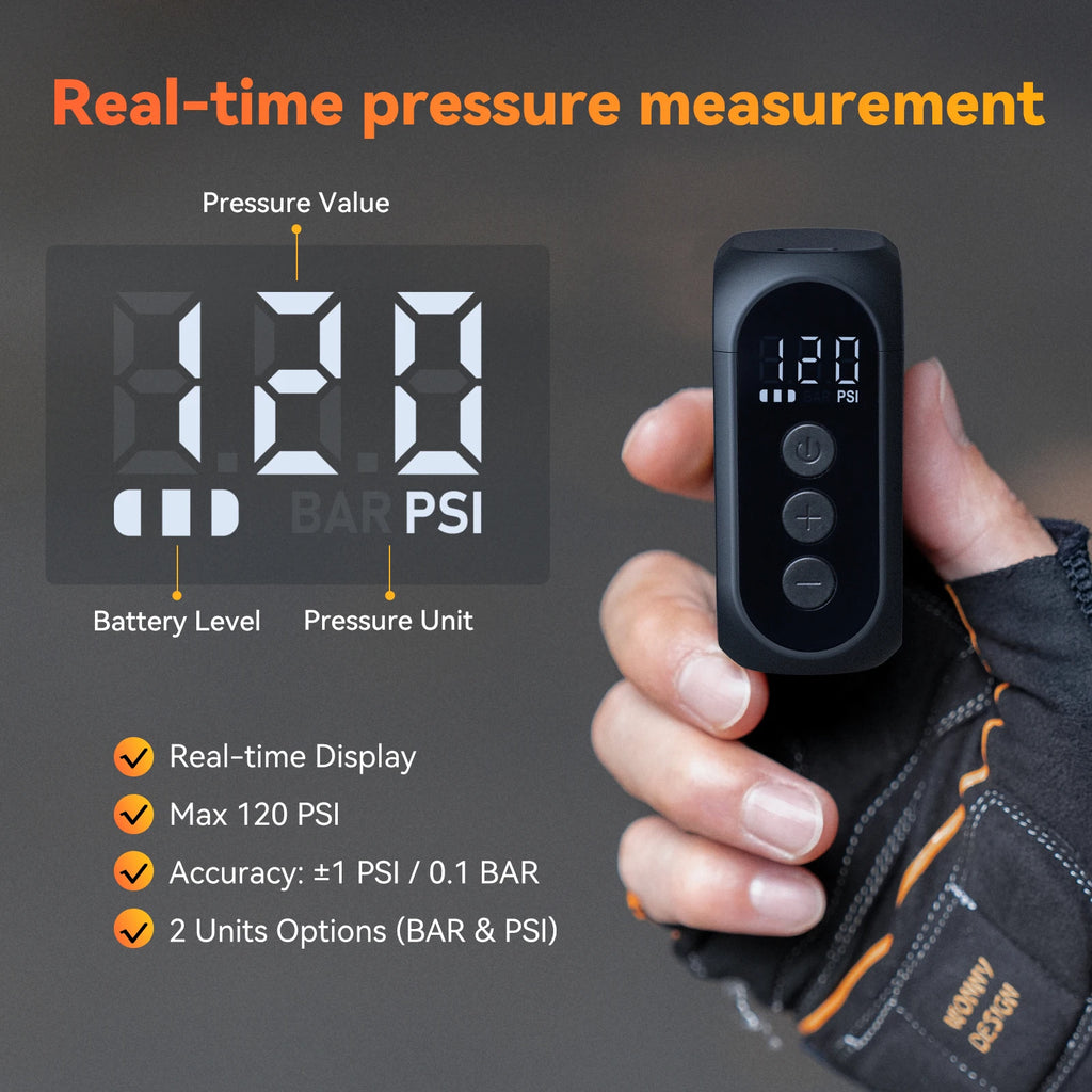 Pro Mini Electric Tire Pump for Bike Cordless Tire Inflator with Screen