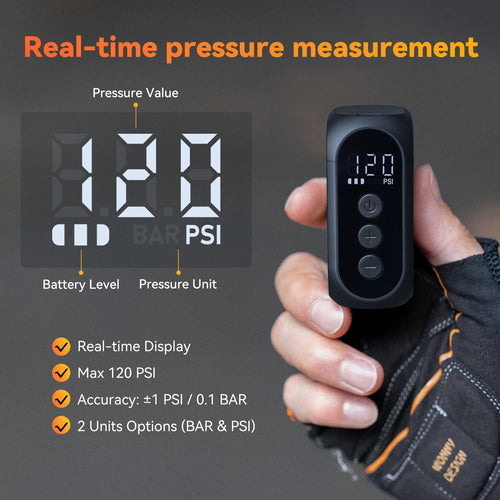 Pro Mini Electric Tire Pump for Bike Cordless Tire Inflator with Screen