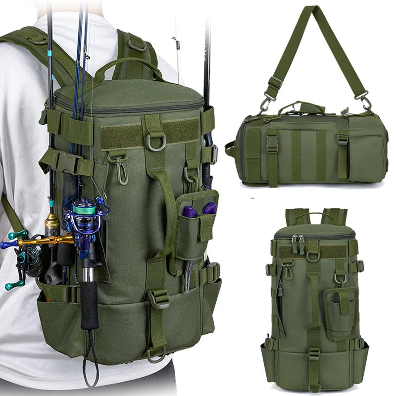 Tactical Fishing Backpack with Rod Holders