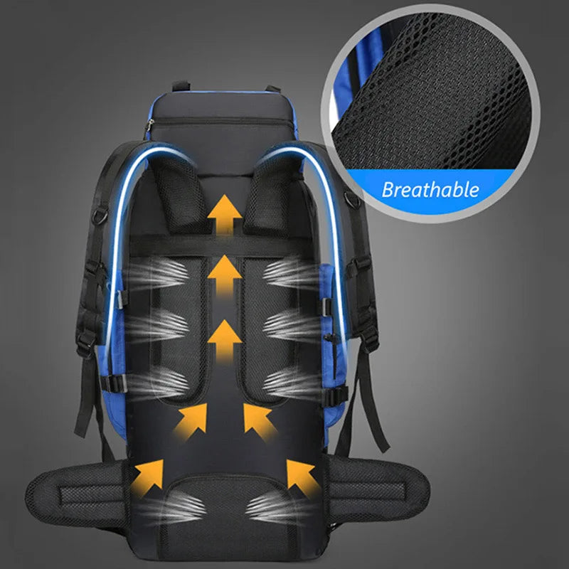 90L Waterproof Hiking Backpack Rucksack