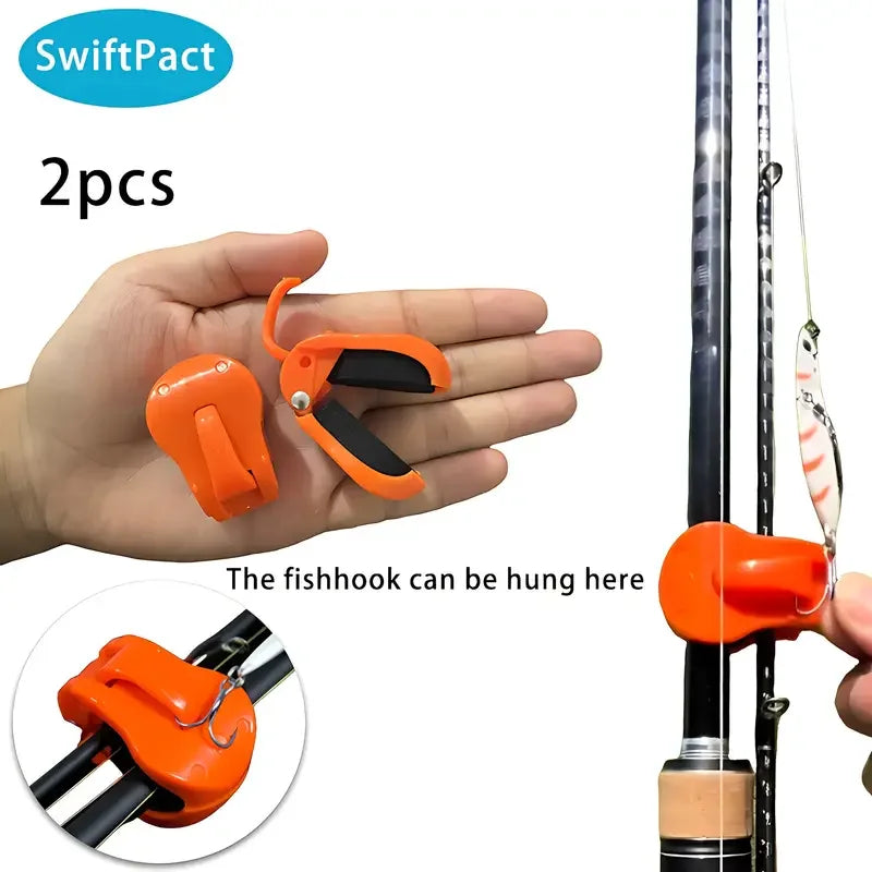 Quick-Attach Fishing Rod Clips (2-Pack) — One-Hand Tool-Free Holder